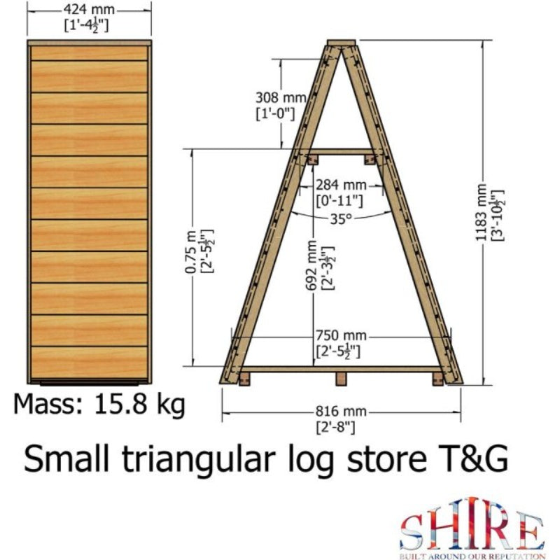 Shire Pressure Treated Tongue and Groove Small Triangular Log Store