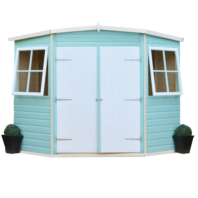Shire Pressure Treated Shiplap Double Door Corner Shed - w/ Windows