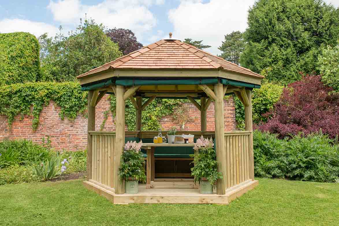 Image for Forest 3.6m Hexagonal Wooden Garden Gazebo with Cedar Roof