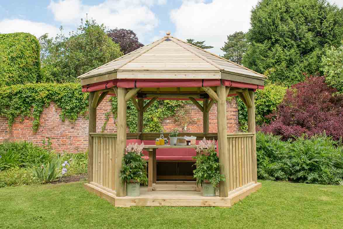 Image for Forest 3.6m Hexagonal Wooden Garden Gazebo with Timber Roof