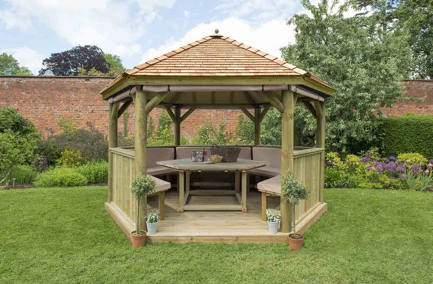Image for Forest 4m Hexagonal Wooden Garden Gazebo with Cedar Roof