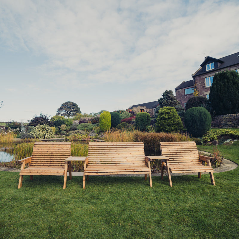 Churnet Valley 7 Seat Set (1 x 3 Seat Bench and 2x 2 Seat Bench) Straight Tray
