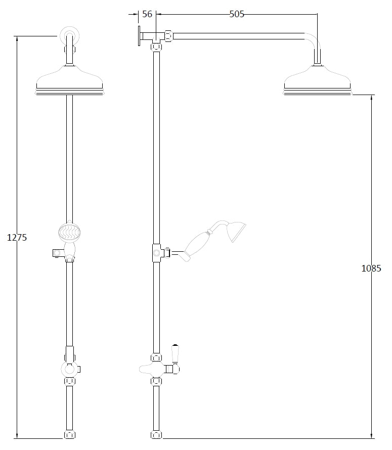 Image for Bayswater Grand Rigid Riser Kit with Black Ceramic Handset