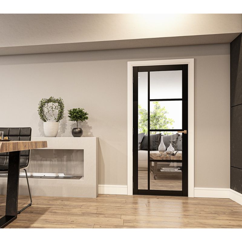 Deanta Brixton Prefinished Black Clear Glazed Internal Door 2040 x 826 x 40mm