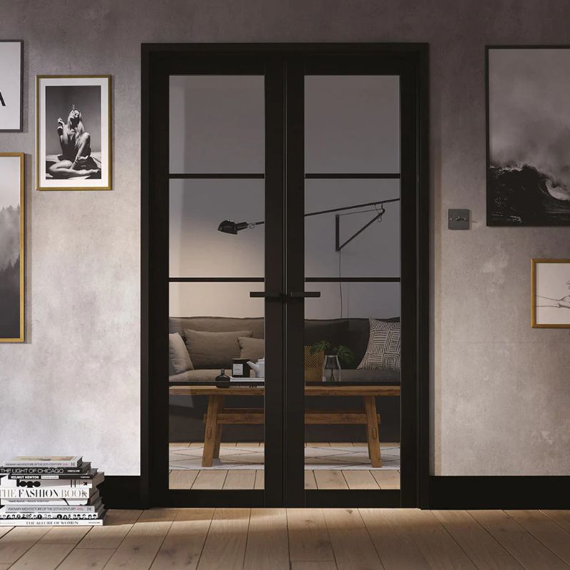 LPD Soho Black Primed Clear Glazed 4L Room Divider - 80in x 49in (2031 x 1246mm)