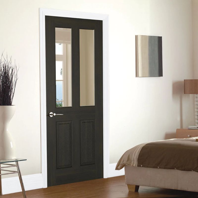 LPD Richmond 2L Smoked Oak Pre-Finished Glazed Internal Door - 78in x 33in x 35mm (1981 x 838mm)