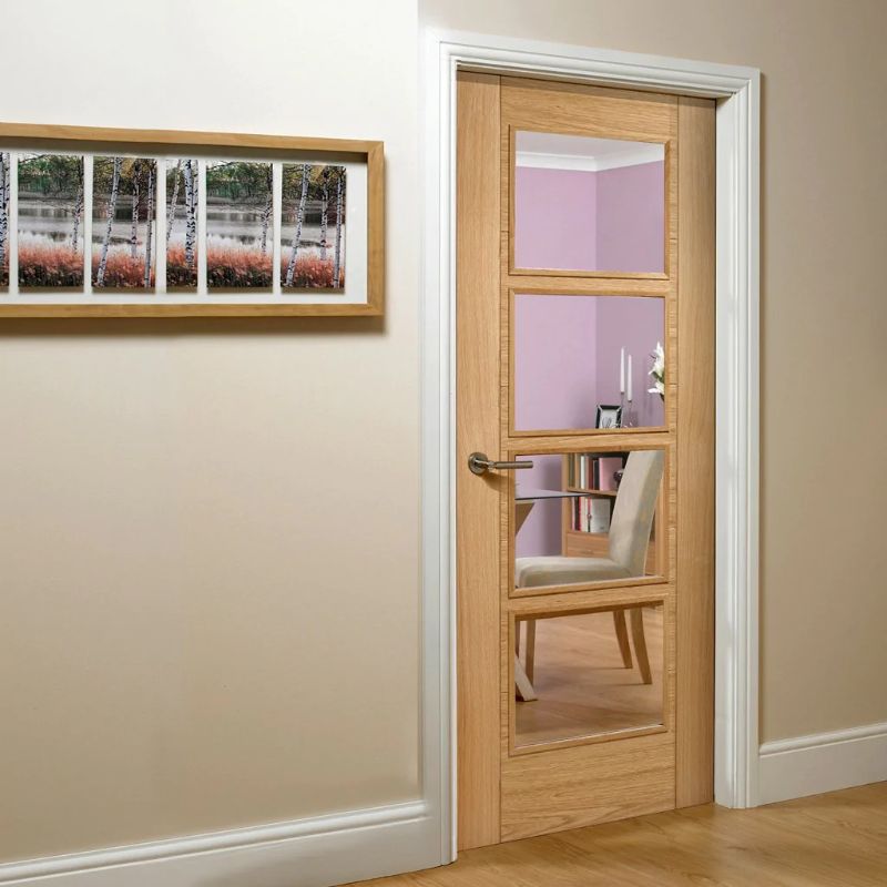 LPD Vancouver Oak 4 Lite Glazed Internal Door 78in x 27in x 35mm (1981 x 686mm)