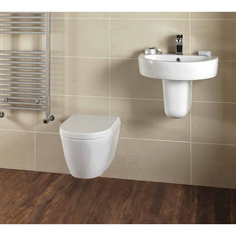 Aqua Emme 560mm Basin - 1 Tap Hole with Semi Pedestal