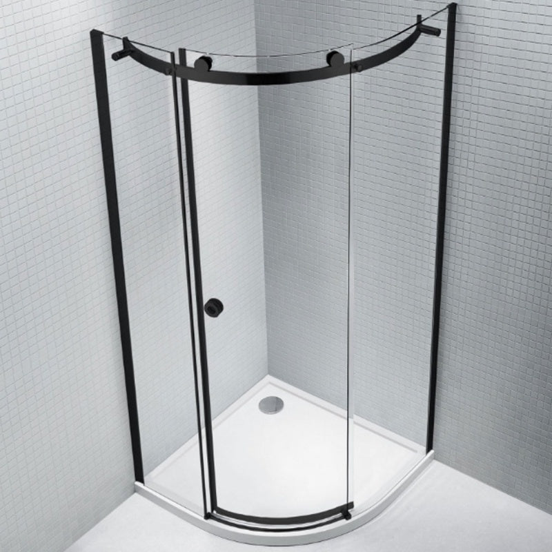 Aquaglass Sphere Black Framed Quadrant Shower Enclosure w/ 1 Door - 900mm x 900mm x 2075mm