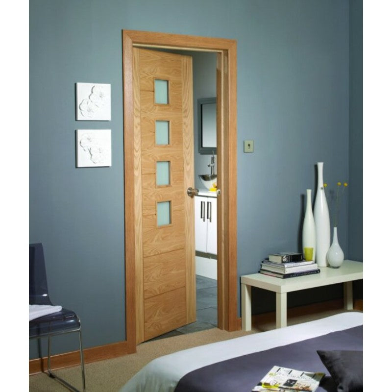 XL Joinery Palermo Original Unfinished Oak Internal Door with Obscure Glass - 1981 x 838 x 35mm (33")