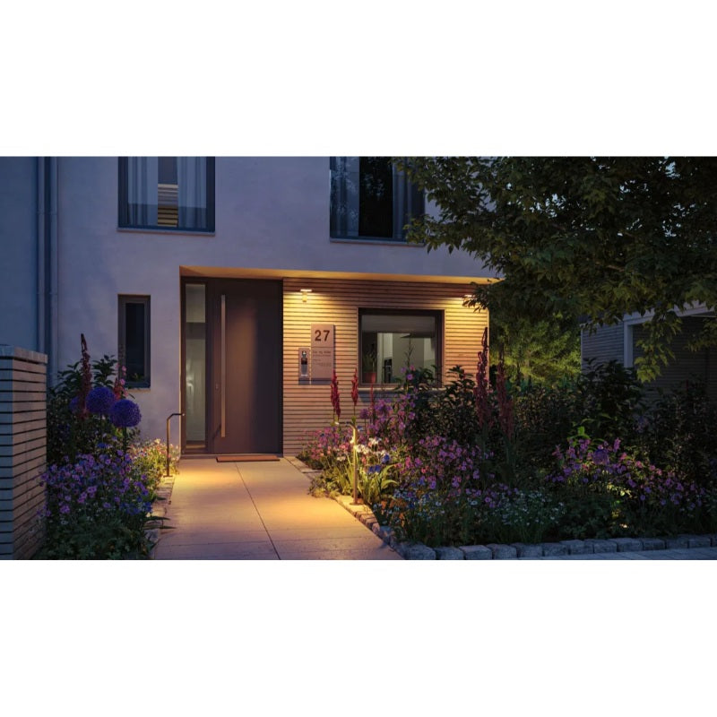 Outdoor LED bollard light by Paulmann, insect-friendly design, ideal for garden lighting, sleek modern style.