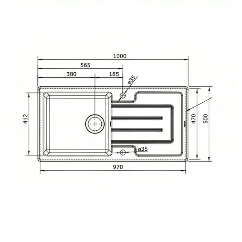 Single Bowl White Fireclay Ceramic Kitchen Sink w/ Reversible Drainer