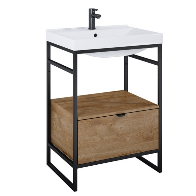 Aqua Indus 600mm Freestanding Vanity Frame with Basin and 1 Drawer