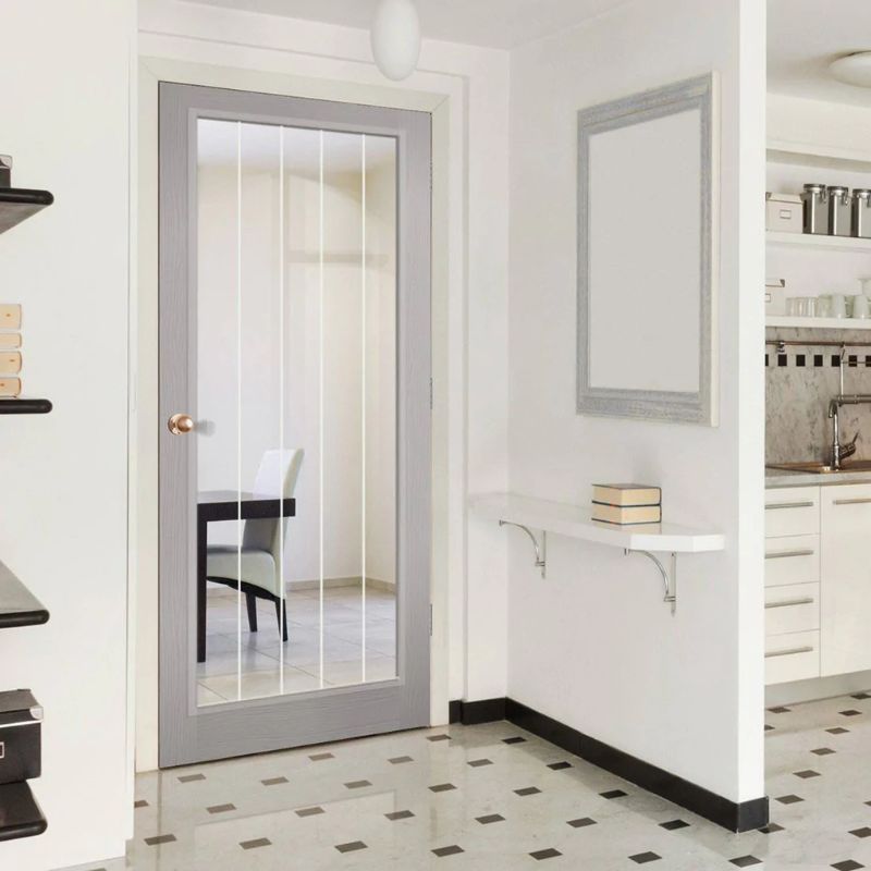 LPD 1L Textured Vertical Grey Pre-Finished Internal Glazed Door - 78in x 33in x 35mm (1981 x 838mm)
