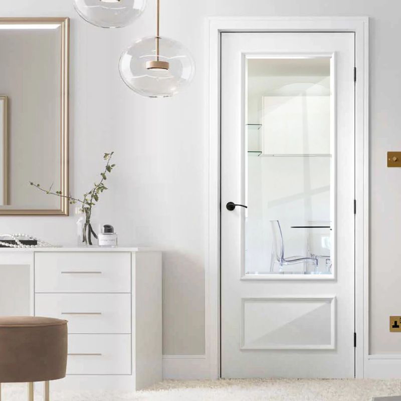 LPD Knightsbridge White Primed Clear Glazed Internal Door - 78in x 30in (1981 x 762mm)