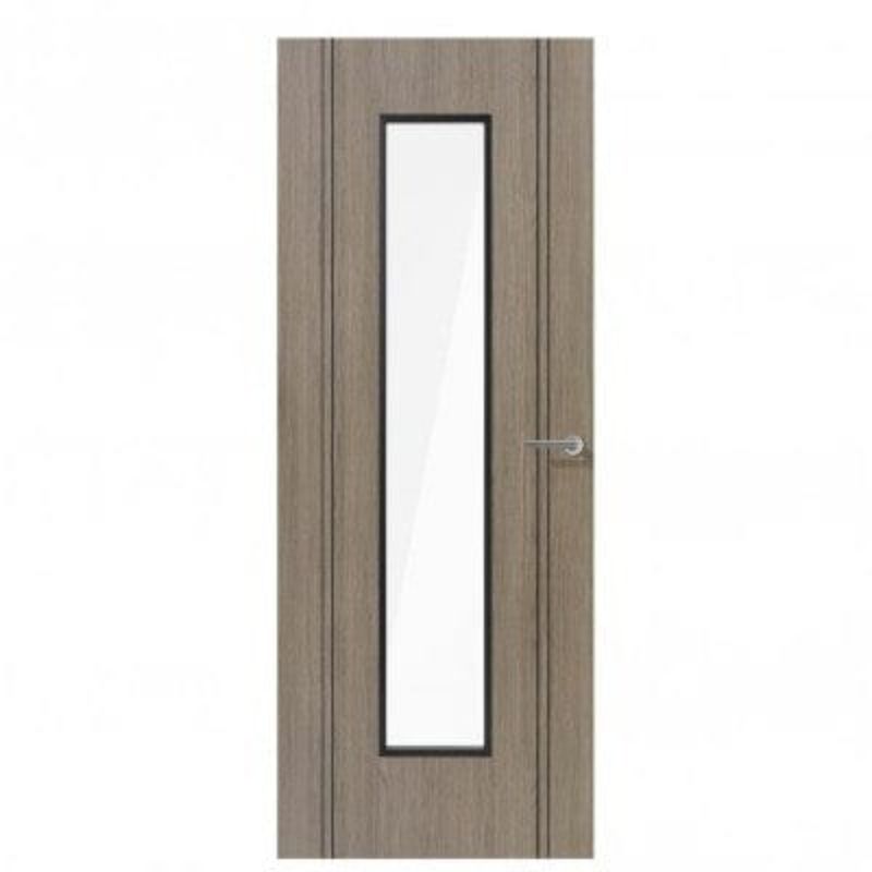 LPD Monaco Light Grey Pre-Finished Laminate Interior Door - 1 Glazed Clear Light Panel - 1981mm x 838mm