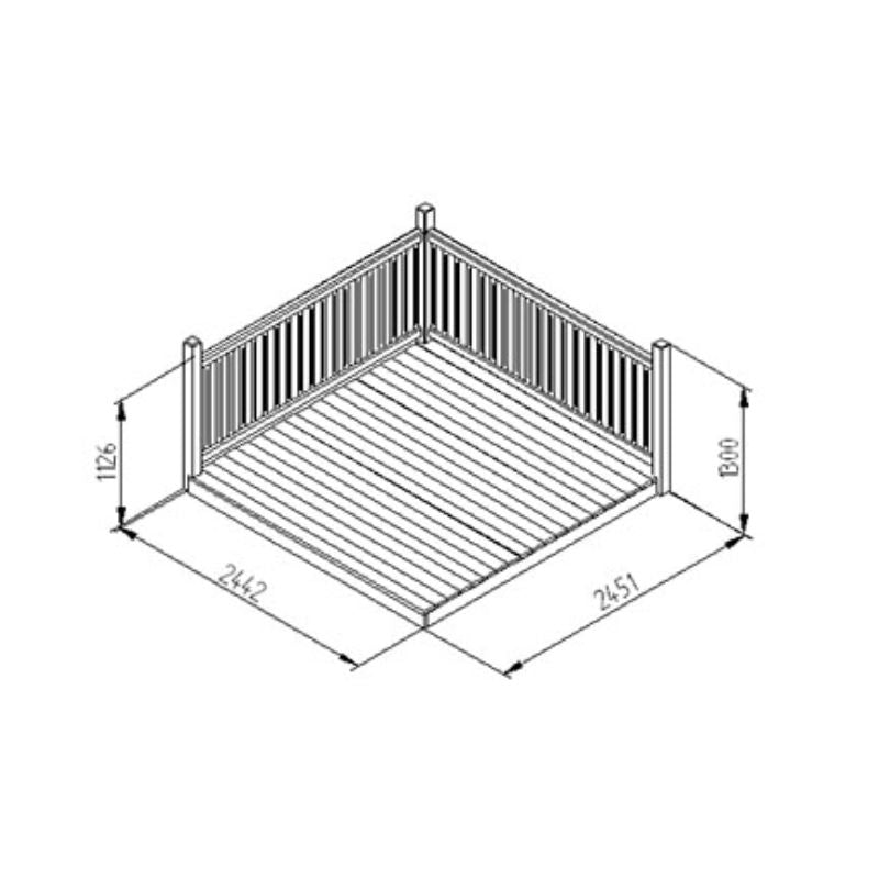 Patio Decking Kit - 2.4m x 2.4m (Treated Timber)