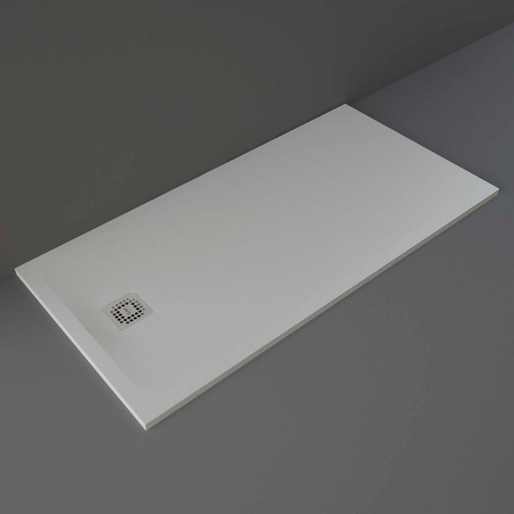 Grey stone effect shower tray by RAK Ceramics, 1600 x 800mm, featuring anti-slip surface.