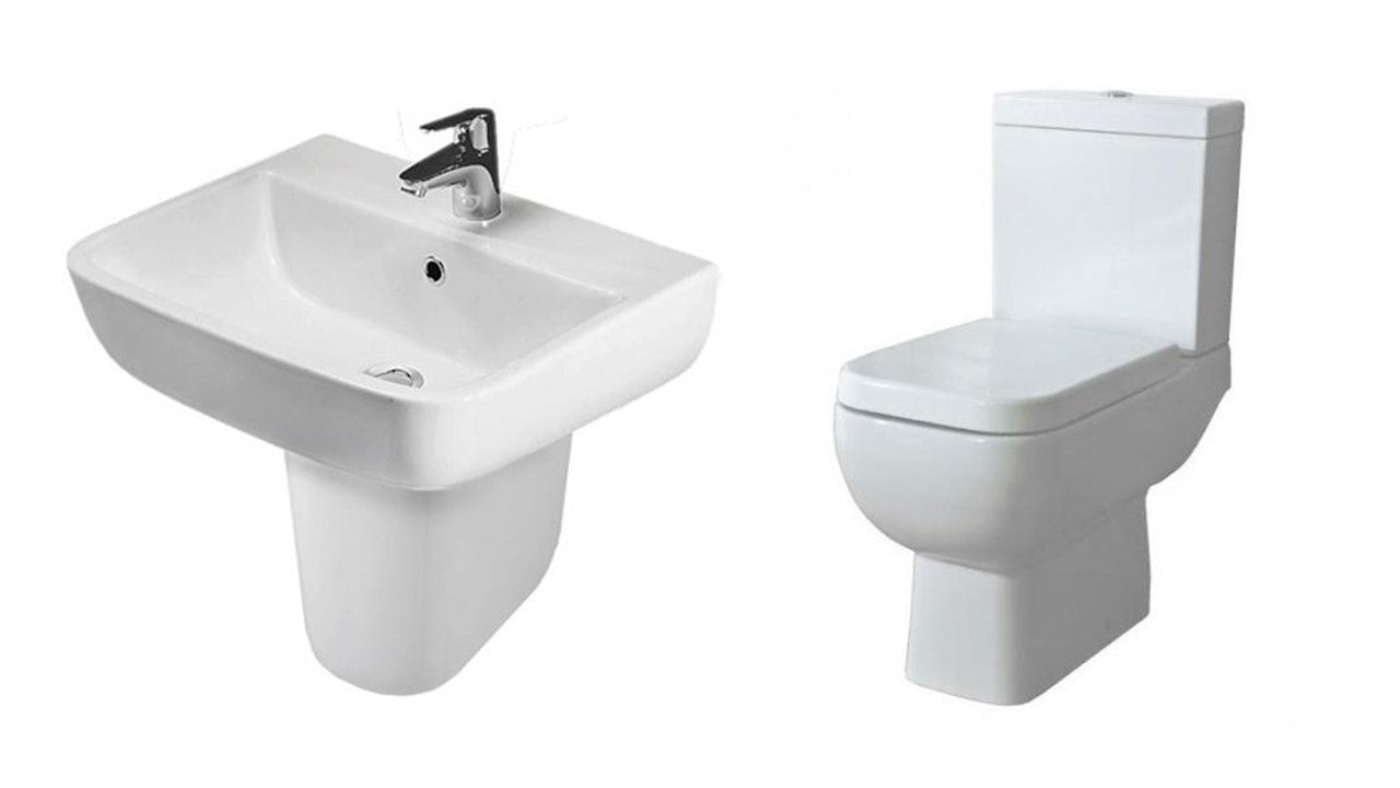 Image Of RAK Bathroom Suite Series 600 ( Basin & Semi Pedestal 520mm, Full Access Toilet)
