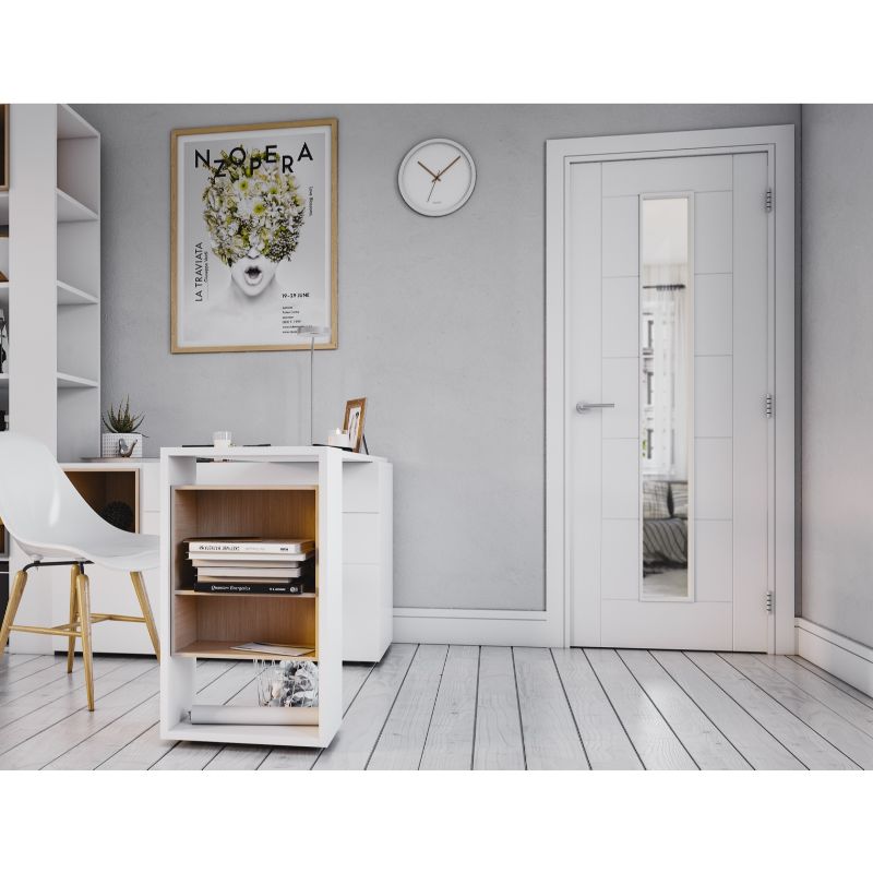 Deanta Seville Internal Door White Primed Glazed - 78in x 27in (1981 x 686mm)