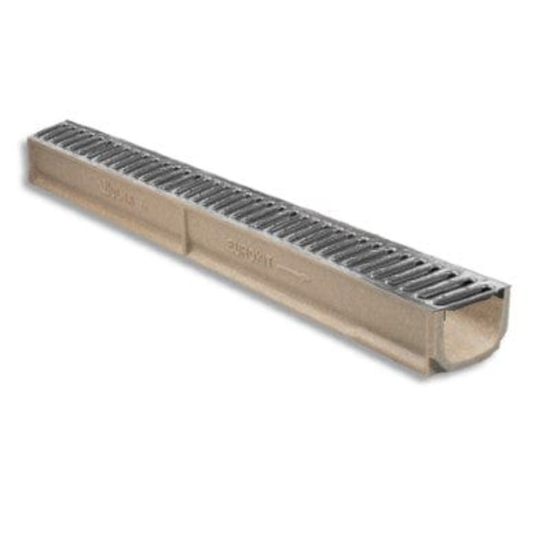 Eurokit Domestic Drainage Channel w/ A15 Loading Galvanised Steel Grating x 1m