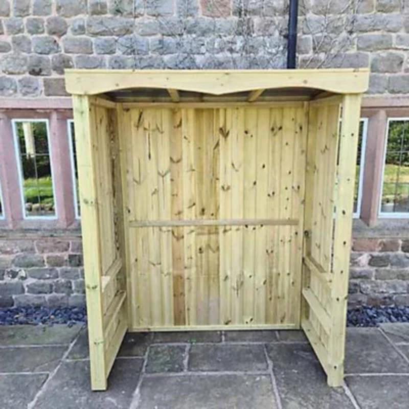 Large wooden smoking shelter with natural finish and open design by Churnet Valley