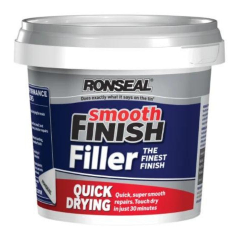 Ronseal Smooth Finish Quick Drying Filler in 330g tub, designed for super smooth repairs.