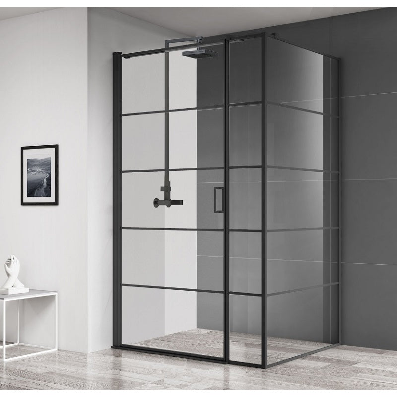 Aquaglass Velar+ Hinged Crittal Style Side Panel (Matt Black) - All Sizes