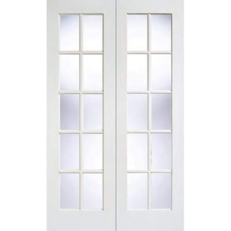 LPD GTPSA White Primed 10 Glazed Clear Bevelled Light Panels Pair Interior Doors - All Sizes