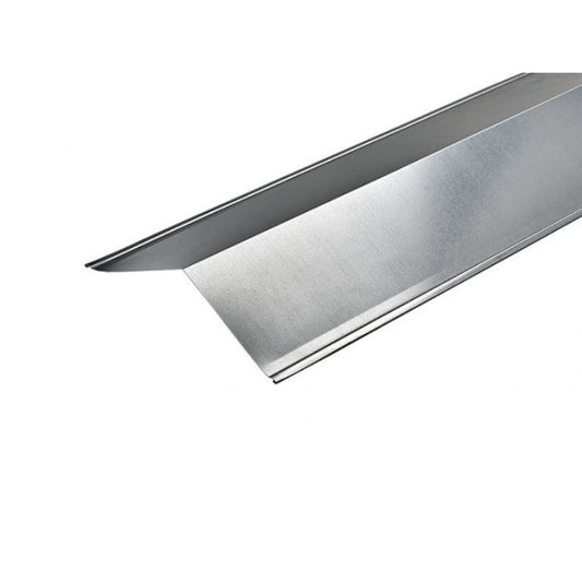 Cladco galvanised metal ridge flashing in 3m length, available in 150mm and 200mm sizes, suitable for roofing.