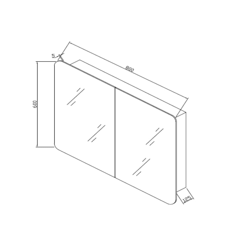 RAK Ceramics Duo Stainless Steel Double Cabinet with Mirrored Doors (H)660x(W)800x(D)120mm