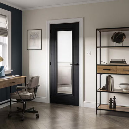 JB Kind Haddon Black Laminate Glazed Internal Door - All Sizes
