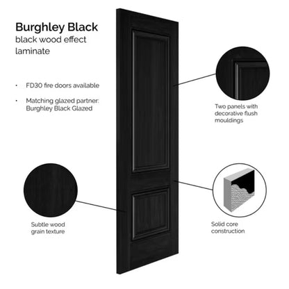 JB Kind Burghley Black Laminate Internal Door - All Sizes