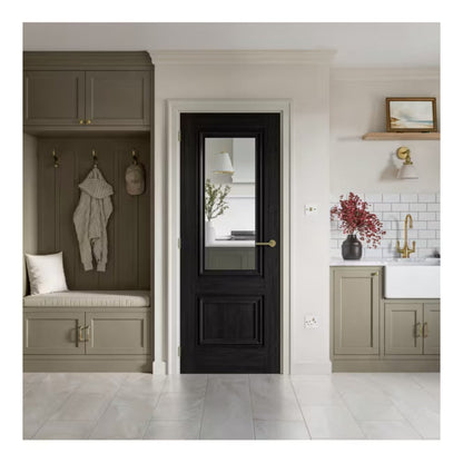 JB Kind Burghley Black Laminate Glazed Internal Door - All Sizes