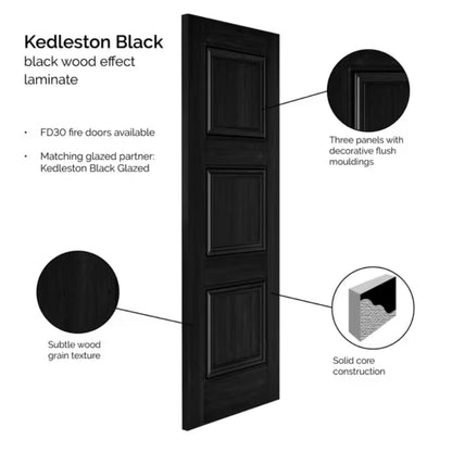 JB Kind Kedleston Black Laminate Internal Fire Door FD30 - All Sizes