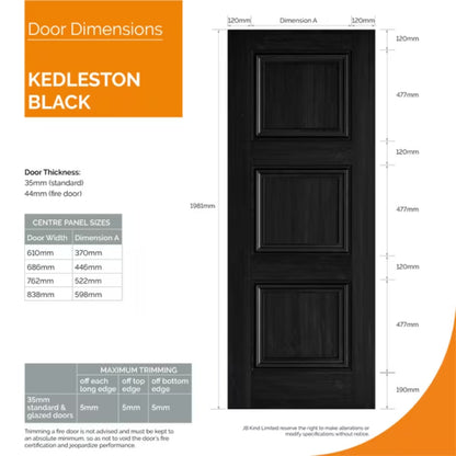 JB Kind Kedleston Black Laminate Internal Fire Door FD30 - All Sizes