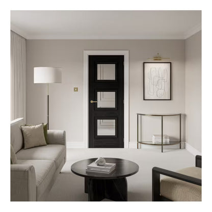 JB Kind Kedleston Black Laminate Glazed Internal Door - All Sizes