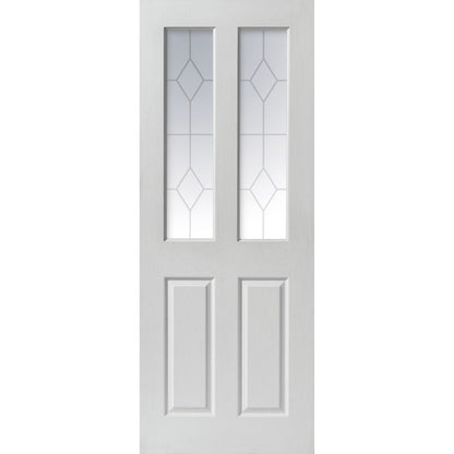 JB Kind White Textured Moulded Panel Canterbury 2 Light Glazed Internal Door 2032 X 813 X 35mm
