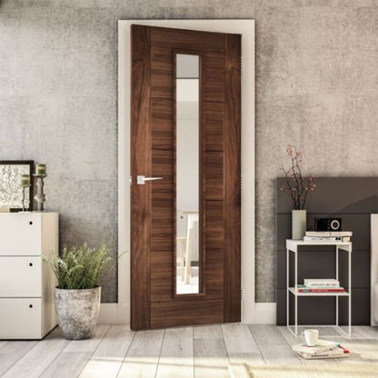 Deanta Seville Walnut Internal Fire Door Glazed Prefinished - 78in x 33in (1981 x 838mm)