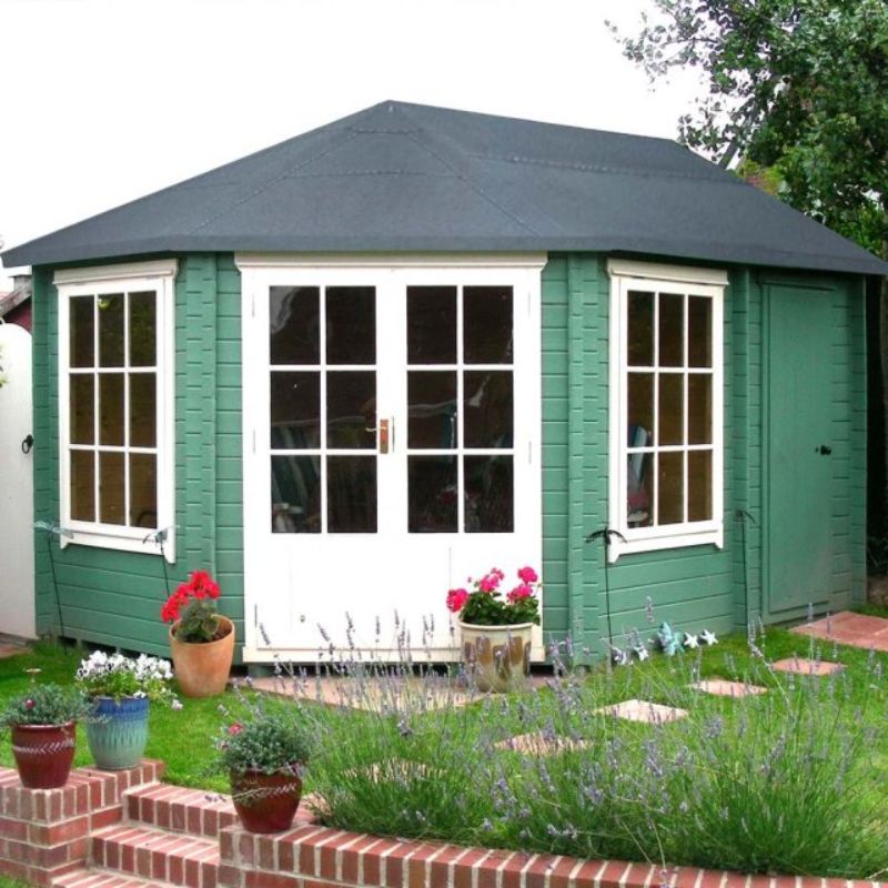Shire Rowney Corner Log Cabin w/ Store - 10ft x 14ft