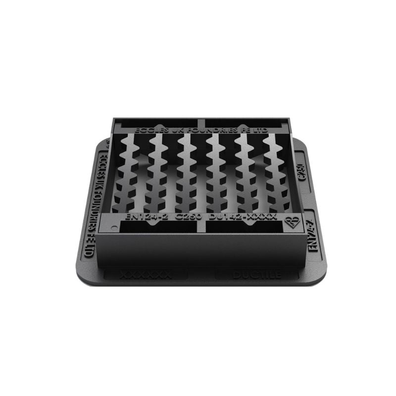 EBP 300mm x 300mm x 75mm Cast Iron B125 - Fixed Hinge and Dished Gully Grate 