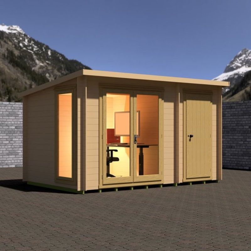 Walsoken Log Cabin inc Side Shed - 8ft x 12ft