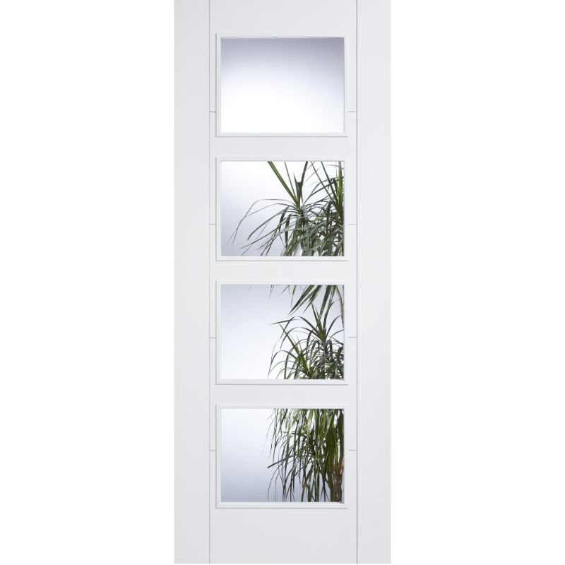 LPD Vancouver White Primed Clear Glazed Internal Door 78in x 27in x 35mm (1981 x 686mm)