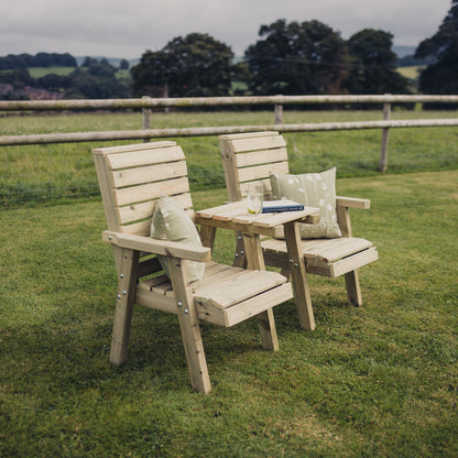 Churnet Valley Clover Love Seats with Straight Tray
