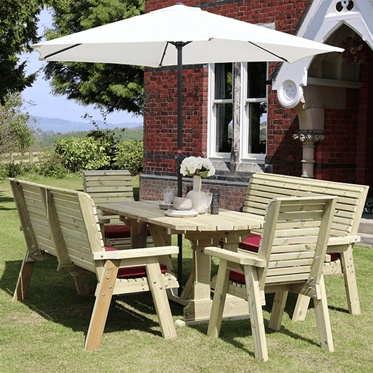 Churnet Valley Ergo 8 Seat Table Set (2 x 3 Seater Benches and 2 Chairs)
