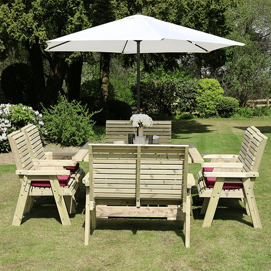 Churnet Valley Ergo 8 Seater Square Table Set (4 Chairs and 2 Benches)