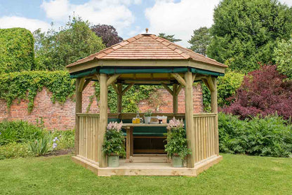 Image for Forest 3.6m Hexagonal Wooden Garden Gazebo with Cedar Roof