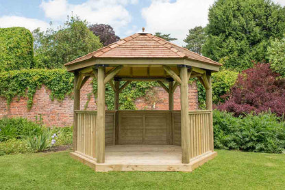 Image for Forest 3.6m Hexagonal Wooden Garden Gazebo with Cedar Roof