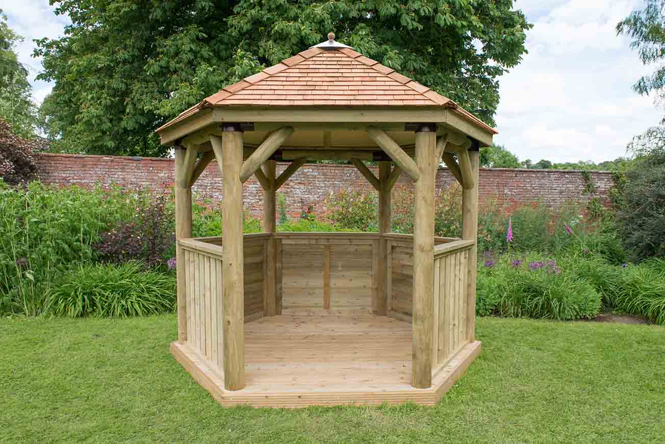 Image for Forest 3m Hexagonal Wooden Garden Gazebo with Cedar Roof