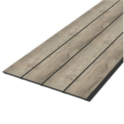 Wide slat wood panel in washed oak, 2400mm x 72.6mm x 7mm, by The Wood Wall Panel Company.